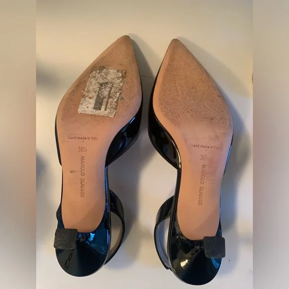 Manolo Blahnik Shiny Black Heels - Picture 5 of 8